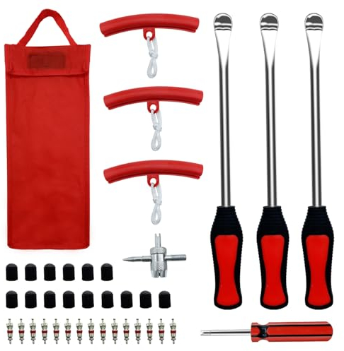 WAIZHIUA 39 Pieces Tyre Lever Kit - Heavy Duty Motorcycle Bike Car Tire Iron Set with 3x 30cm Tyre Spoons & Tools for MTB, Bicycle, Motorbike Tire Repair & Changing