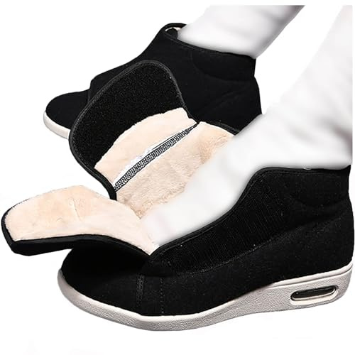 DHIJUPNG Uomo Donna Extra-Large Scarpe Diabetiche Regolabile Scarpe, Calde Invernali per Piedi Gonfi Scarpe da Passeggio Regolabili per La Piedi degli Anziani EU 37.5(24.5cm/9.6in)
