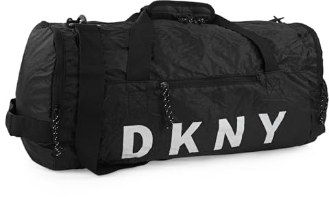 DKNY - Bolsa De Viaje Mujer y Hombre Plegable Ligera Impermeable. Bolsa Fin De Semana Mujer Bolsa De Viaje Mano, Negro