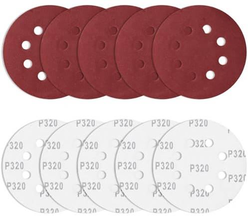 10 Stück Schleifpapier 125mm Klett 320 Körnung, Bolatus Schleifscheiben Rund Exzenterschleifer 8 Loch Schleifblätter für Entgraten und Schleifen von Lötpunkten