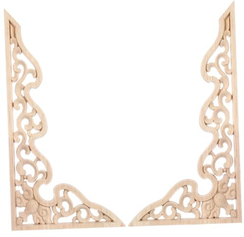 OUNONA 2stücke Holzgeschnitztes Onlay Holzapplikation Holz Carving Appliques Für Möbel Tür Fenster Spiegel Massivholz Dekoration Holzschnitzerei Aufkleber Holzgeschnitzte Blume
