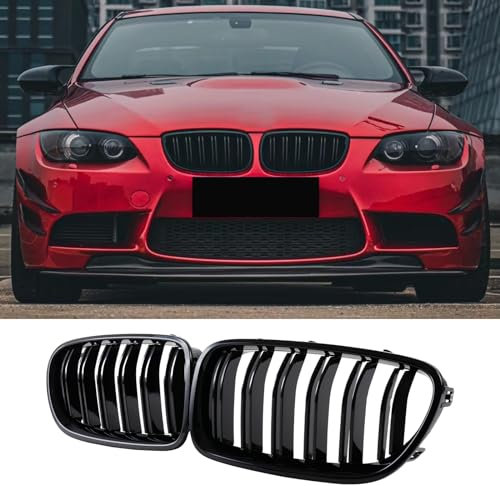 Haoyijiahui E92 E93 Rejilla de para BMW 3er E92 E93 Parrilla Coupe E92 E93 M3 riñones Radiador Parrilla Negro Doble 2006 2007 2008 2009 (For 3er E92 2006-2009)