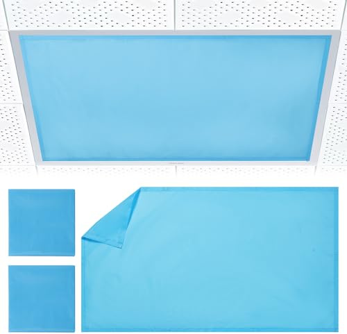 Torixqi 2pk Fluorescent Light Covers for Ceiling Lights Classroom Magnetic | Reduces glare and eye strain from fluorescent/LED lights. Magnetic design suitable for home/office/hospital (4 x 2 feet)