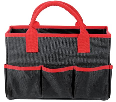 QUARKZMAN Sac à Outils de Jardin 12.99 x 5.91 x 8.66 Grand Sac en Oxford avec Poches Sac Fourre-Tout de Jardinage Organisateur d'Outils de Jardinage Stockage Transporteur Magasin, Noir