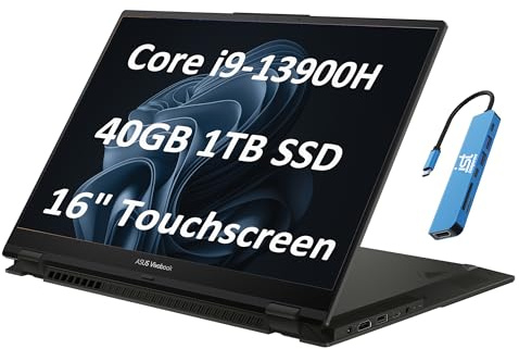 ASUS Vivobook S 16 Flip 2-in-1 Laptop (16 FHD+ Touchscreen, Intel 14-Core i9-13900H, 40GB RAM, 1TB SSD, IST HUB) for Creator, Photographer, Designer, Backlit KB, Win 11 Pro w/AI Copilot, Black