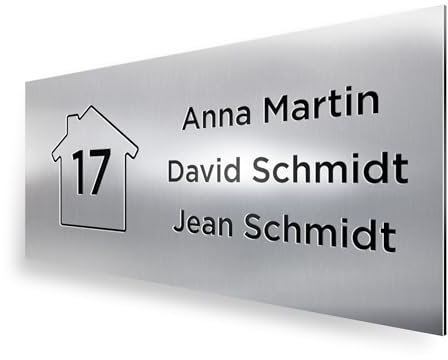 REGALOCREATIVO Placa de Buzón 6x2 cm. Grabada en PVC con Efecto Aluminio Metalizado. Añade Nombre y Número