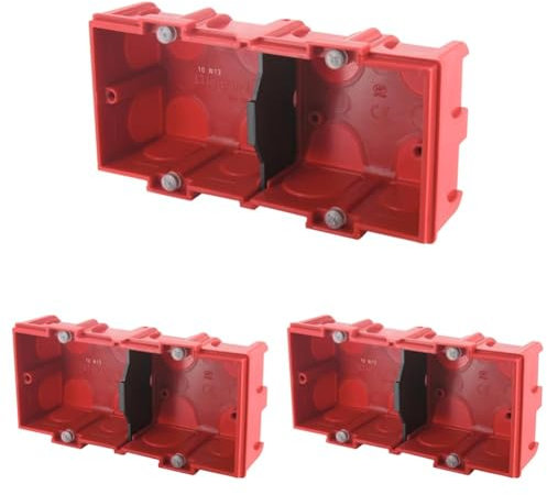 Legrand - Boîte à encastrer Batibox maçonnerie - 2 postes, profondeur 40mm (Lot de 3) - Métal - Rouge - Non résistant à l'eau