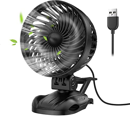 OUILA Mini ventilateur USB de table à clip avec 9 vitesses Noir