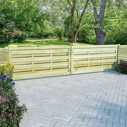 ShGaxin Puertas Valla 2 uds, Puertas Metalicas Exterior, Puerta Jardin, Valla De Jardin, Puerta De Jardín, Madera Pino impregnada 150x75 cm Verde