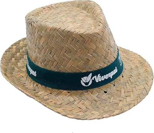 SILABA TONICA Sombreros de Paja Personalizados - Pack 25 Gorros con Logo o Frase - Color de la Cinta a Elegir - Sombrero Hombre y Mujer para Eventos - Modelo Tirolés