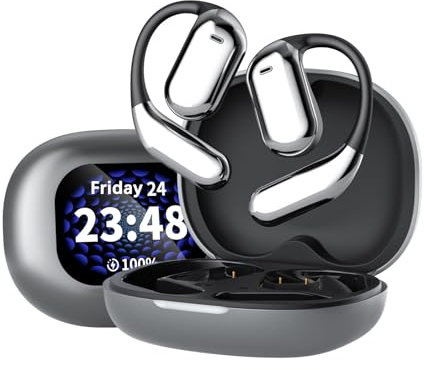TopYart Cuffie Bluetooth Sport, 5.4 Wireless ad Orecchio Aperto, 40 Ore con Custodia di Ricarica con Display LCD, Cuffie Senza Filo per Running/Palestra