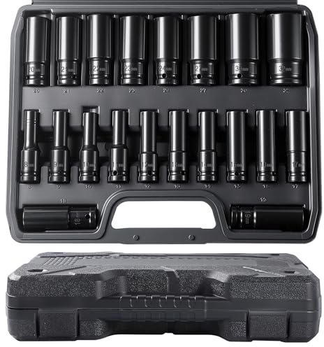 20 tlg Schlagschrauber Nüsse Set 1/2 Zoll 8-32mm, CR-V Sechskant Kraft Nuss, Stecknuss Set Für pneumatische Schlagschrauber, elektrische Schlagschrauber