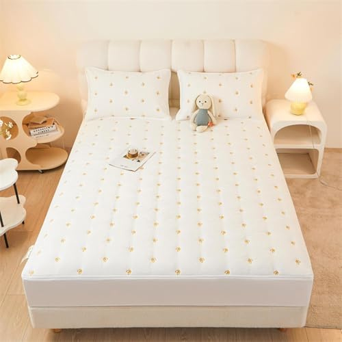 MCBHSH Coprimaterasso con Cerniera per Letto Singolo, coprimaterasso Trapuntato, coprimaterasso Lavabile in lenzuolo-F-80×190+25cm