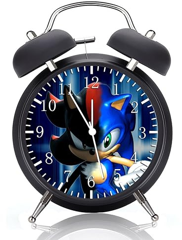 Twin Bell Super Sonic Alarm Desk Clock with Night Light Quite Silent Non-Ticking 4 Inches Metak and Glass Face Great for Decor or Gifts W360