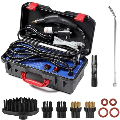 Limpiador a Vapor de Alta presión, máquina de Limpieza a Vapor portátil de 3000 W, Ajustable en seco y húmedo, Bomba automática con 5 cepillos, para Cocina, baño, Coche, Muebles y Suelos.