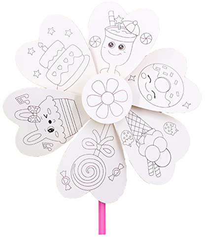 Toyvian Blank Windmill Painting Educational Toys DIY Pinwheel Toys for Boys and Girls Craft Garden Activity