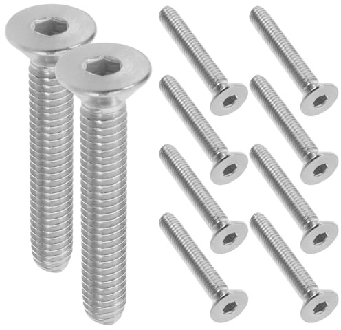QUMIIRITY 10pcs Stainless Steel Flat Head Screws Self Tapping Fasteners for Furniture Connection Screws for Table and Bed Rack Assembly