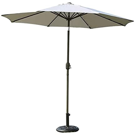Gartenparasol, 2,7 m Grauer Strandschirm Parasole mit Kurbelgriff und Einstellbarer Neigungsmechanismus für Balkonpool im Freien
