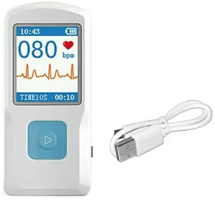Uxsjakjsd Moniteur ECG Bluetooth Portable, Électrocardiogramme Visible, Moniteur ECG Numérique Multifonction à Écran Couleur PM10.