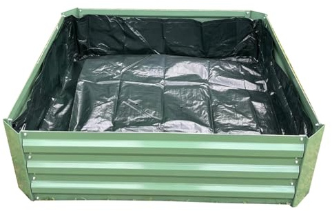 Selections Square Metal Raised Vegetable Bed Garden Planter in Green with Liner (100cm x 30cm)