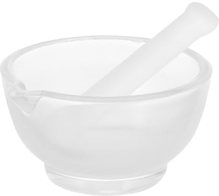 SHINEOFI Mortaio e Pestello in Vetro 75mm per Macinazione Medicinali e Spezie, Ciotola Pratica Portatile per Cucina e Laboratorio, Frantoio per Pillole e Aglio, Forniture Chimiche