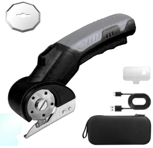 Ciseaux électriques sans fil 4 V – Cutter rotatif rechargeable avec batterie de 3000 mAh et lumière LED, outil de coupe portable pour papier, tissu, travaux manuels et projets de bricolage