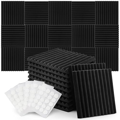 24Pack Wall Sound Proofing Panels: Lifegogo 30x30x2.5cm High Density Foam Acoustic Wall Panels with Double Sided Tape Soundproofing Panel for Studio Home Office