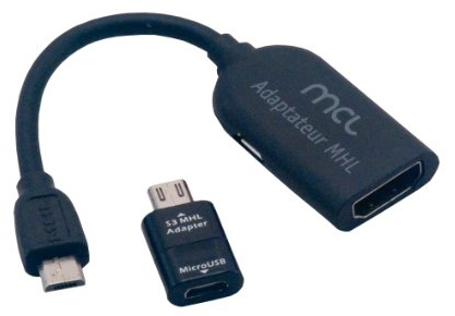 MCL CG-296C/A - Adaptador para Cable (microUSB, HDMI, 7.5 cm), Negro