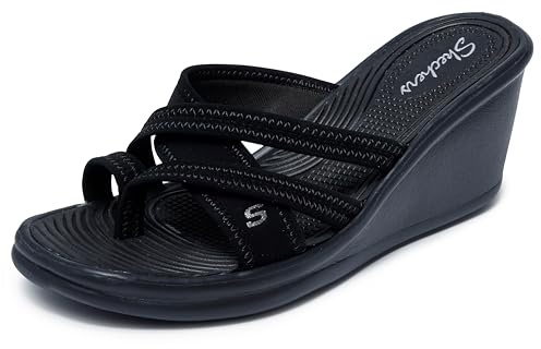Skechers Damen Rumblers-Beautiful People Sandalen mit Keilabsatz, Schwarz, 37 EU