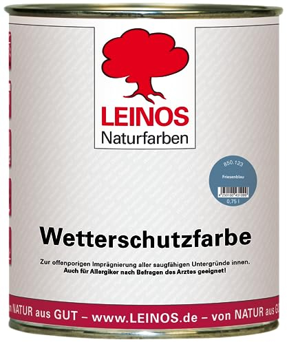 LEINOS Wetterschutzfarbe 750 ml | Friesenblau Holzlasur für Holzfassaden Fenster Gartenhäuser | wetterbeständige Deckfarbe, effektive Versiegelung, langanhaltender Schutz auf Ölbasis im Außenbereich