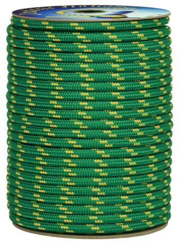 006006367 Treccia corit verde, 10 mm - 30 mt, Corda intrecciata multiuso resistente ai raggi U.V. e all'abrasione, per attività all'aperto, giardino, mare, guinzagli e fai da te, rottura 1050 kg