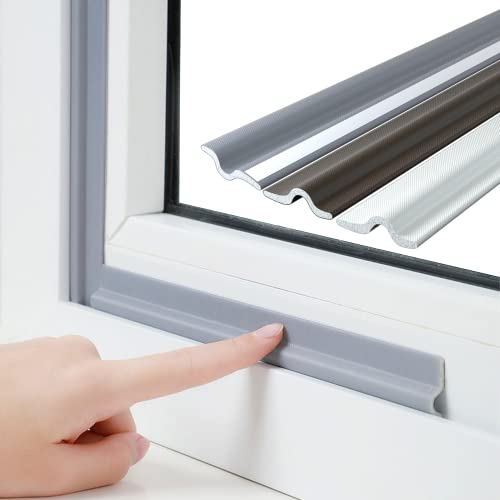 Esufeir 118Inch/3m Gris Forma de T Burlete Ventana Corredera Puerta Entrada,PU Espuma Junta Autoadhesivo Aislante Acustico Tira de Sellado para Ventanas Frio Aluminio,Bajo Puerta Exterior
