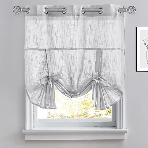Pony Dance, tende da cucina velate – tende oscuranti con piccolo mantovana, con filtro della luce, regolabile, tendaggi romani per copertura finestra, 42 x 114,3 cm, grigio chiaro, 1 pezzo