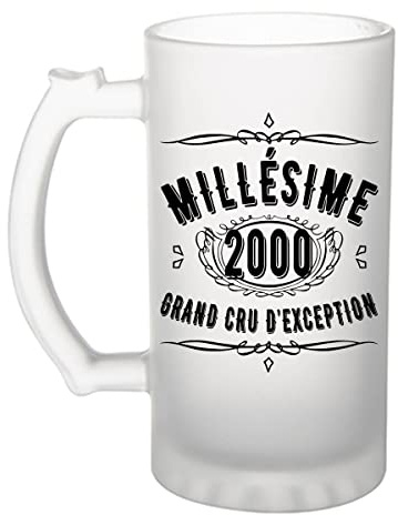 Planetee Chope de bière 2000 anniversaire 25 ans | Verre à bière Pinte idée cadeau original | Imprimé en France