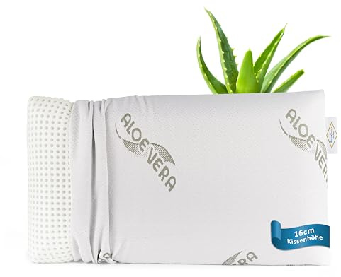 MaxxGoods Cuscino ortopedico per cervicale, in schiuma di gel Visco e aloe vera, per supporto HWS e dolore al collo, per chi dorme sul fianco con spalle larghe (70 x 42 x 16 cm)