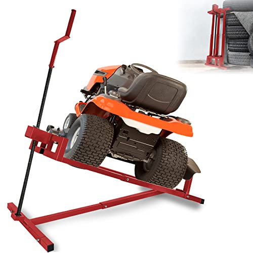 XMTECH Sollevatore per trattori tosaerba, 45°, inclinazione, 400 kg, dispositivo di sollevamento universale per tosaerba, colore: rosso