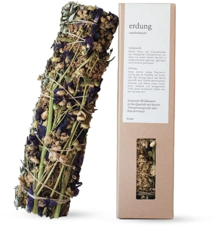 Kruut – Erdung Premium Bio Räucherbündel aus Beifuß, Holunder & Malve - 100% heimische Wildkräuter Räucherbund zum Räuchern - Räucherwerk frisch, beruhigend entspannend gegen Stress zum Yoga