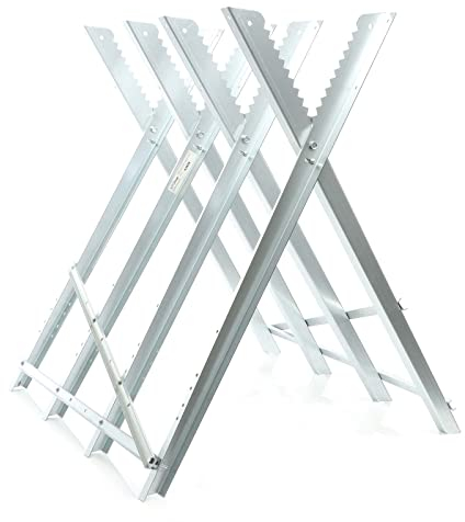 Wiltec Chevalet de sciage pliant porte bûche – 810 x 800 x 820 mm – Capacité 100 kg – en Acier galvanisé – avec Denture et 4 Support-bûches – Tréteau tronçonnage Scie Tronçonneuse Bois chauffage