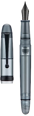 Asvine V126 Füllfederhalter mit Vakuumfüllung, mattschwarzes Acryl, extra feine Feder, großer Füller mit Geschenketui