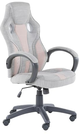 X Rocker Maverick Mid Back Racing Gaming Chair for Kids & Teens - Padded Armrests, Lumbar Support, Height Adjustable, Durable Soft Fabric - Natural/Taupe