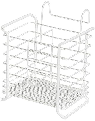 BESTonZON Iron Hanging Chopsticks Holder Drying Rack Utensil Draining Basket Organizer for Kitchen Tableware Storage White Cutlery Drainer for Efficient Drying