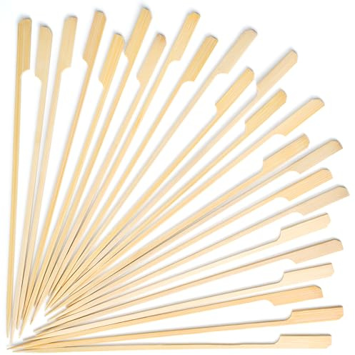 Minisland Premium 25,4 cm große, quadratische Bambus-Paddelspieße für Kabobs, Grillen, Lebensmittel, 3 mm dick, lang, Holzspieße, 100 Stück, MSL163L