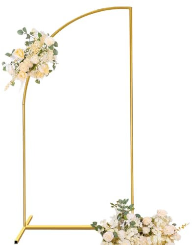 ZpigToor 6FT Half Moon Arch Backdrop Stand Metal Half Arch Balloon Stand Curved Wedding Arches for Ceremony Baby Shower Garden Ramadan Decor