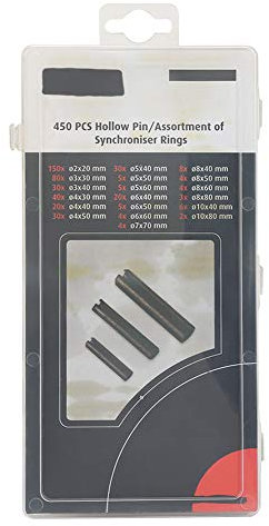 ANKROYU 450PCS Perno a molla diviso, Perno a rullo di tensione per tassello, Perno a rullo di tensione per tassello a molla flessibile, Assortimento di perni di fissaggio per