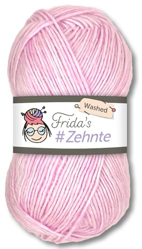 Frida's Wollhaus Frida's 50 g #Zehnte Washed Melange-Farben Stricken Häkeln Wolle Garn 29 Farben (906 | Hellrosa)