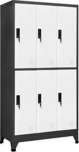 IKAYAA Schließfachschrank Anthrazit und Weiß 90x45x180 cm Stahl #02,Spind,Metallschrank,Spind Schrank,Werkzeugschrank,Schließfächer,Schließfächer Für Mitarbeiter,Spind Metall,Spindschränke