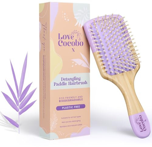 Love Cocobo | Hair Brush | PLASTIC FREE | Eco Hairbrush to Detangle Wet & Dry Long & Short Thick & Thin Hair | Curl Defining Blow Dry Paddle Brush | Bamboo Hairbrush for Wavy Curly & Straight Locks