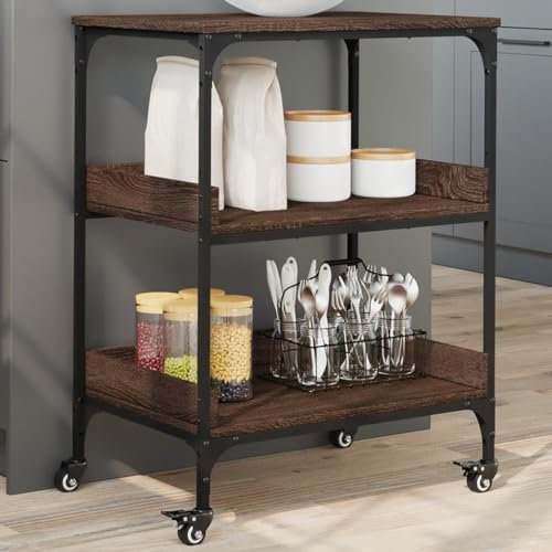 AJJHUUKI Mobili da esterno-Carrello Cucina Rovere Marrone 60x41x80,5 cm Legno Ingegnerizzato - Mobili