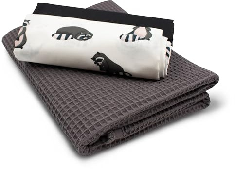 VmG-Store Waffelpique + Baumwollstoff Set farblich abgestimmt Waffel Stoff 100% Baumwollstoff Tex Standard 100 (Waschbär Set07)