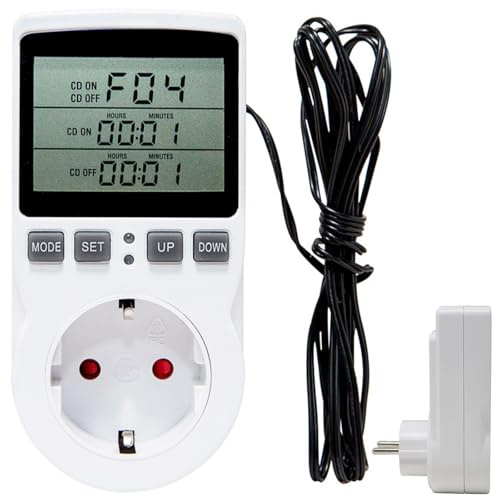 Binnan Digitaler Temperaturregler Steckdosen,Digital Dimmthermostat Temperaturregler,LCD Bildschirm Heizen Kühlen Temperaturschalter Thermostatstecker für Die Steckdose Für Aquarium und Gewächshaus